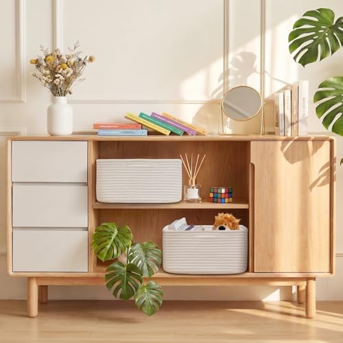 Storage Baskets for Shelves, 4 Pack Shallow Basket