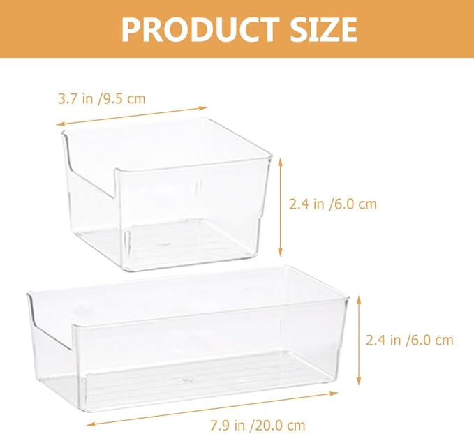 SEWACC 2pcs Pet Desktop Drawer Organizing Boxes Sundry Storage Cases with Dividers Small and Medium for Office and Makeup Storage