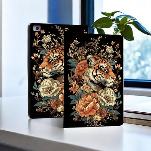 for Microsoft Surface Go 4/3/2/1-10.5" 2021 Tablet Case,Auto Wake/Sleep,Adjustable Stand Protective Cover - Tiger Floral