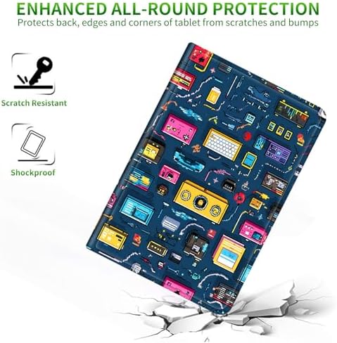 for Samsung Galaxy Tab A 8.0" 2017 SM-T380/T385 Case | Slim Leather Smart Cover with Multi-Angle Anti-Slip Stand [Auto Wake/Sleep] Shell for Women Men, Retro Radio