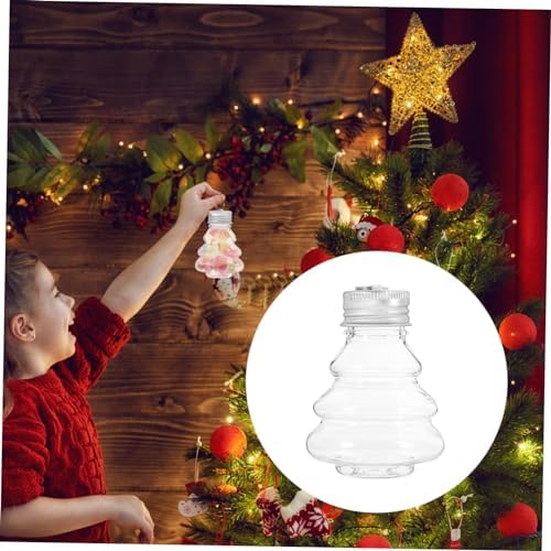 Levemolo 10pcs Christmas Shaped Juice Bottles Portable Beverage Containers for Juice and Candy Festive Decorations with Hanging Caps for Holiday Parties