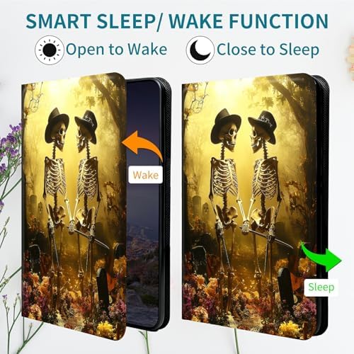 Case for Samsung Galaxy Tab S11 11" 2025, 360 Degree Rotating Stand with Multi-Angle Vertical & Horizontal Viewing Shockproof Protective Shell for Women Men, Forest Skull Leaf