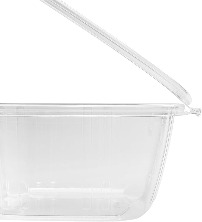 Karat 200 Count Clear PET Hinged Deli Take Out Containers - 32 oz Plastic Clamshell Food Containers, Disposable Square to Go Boxes, Ideal for Pasta Salads, Fruit, Deli Sides and More, FP-HDC32