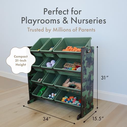 Humble Crew Kids Toy Organizer with 12 Bins, 4 Tier Storage for Playroom