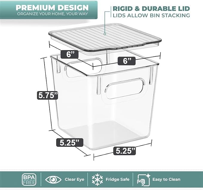 Sorbus Small Clear Plastic Storage Bins With Lids - Stackable Organizer For Toys, Clothes, Medicine, Makeup, Closet, Art Supplies, Bathroom, Shoes (2 Pack)