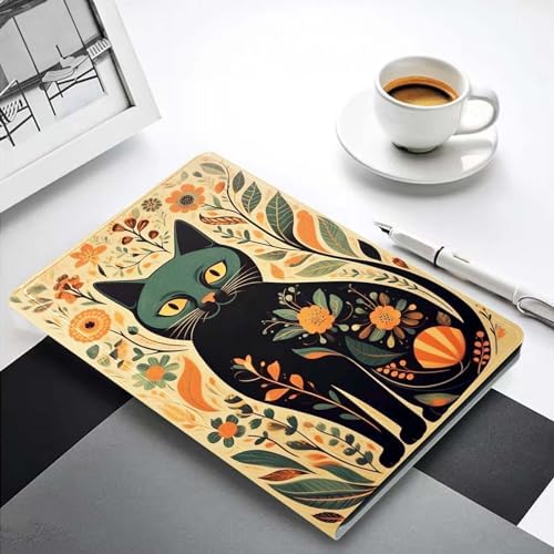 for Samsung Galaxy Tab A9 8.7 Inch 2023 (SM-X110/X115/X117) Tablet Case,Premium Leather Folio Stand Auto Wake/Sleep,Multiple Viewing Stand,Flowers and Cat