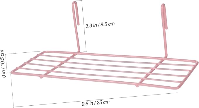 Healifty Pink Hanging Grid Iron Wall Shelf for Pet Parrots Bird Perch Stand with Hooks Sturdy Load Bearing Iron Frame for Climbing Playing and Displaying Small Items Easy to Install