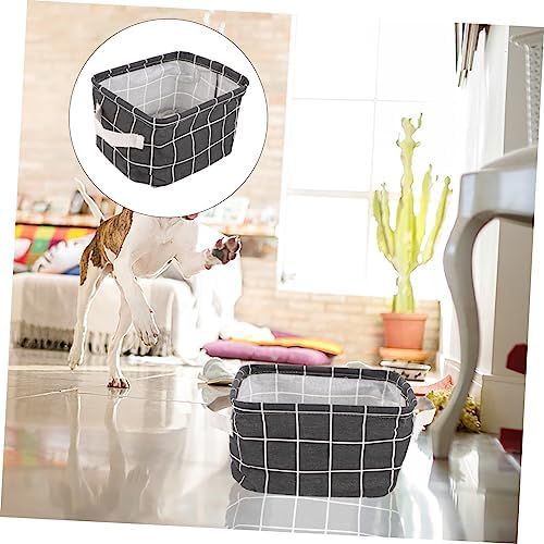 Mipcase 2pcs Cotton Linen Storage Basket for Sundries Pet Toys and Cosmetics Portable Organizer with Handles for Home Office and Bedroom