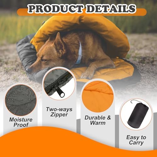 Dog Sleeping Bag Waterproof Warm Packable Dog Bed with Storage Bag Large Portable Pet Bed Mat for Travel Camping Hiking Backpacking Indoor Outdoor