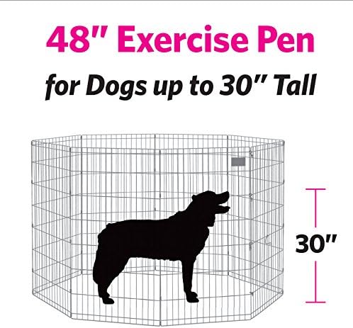MidWest 48-Inch Exercise Pen, Single Door, 16 Sq Ft Play Area | for Indoor and Outdoor Use, Large Door Opening & Secure Latch, Easy to Set Up, Foldable Playpen