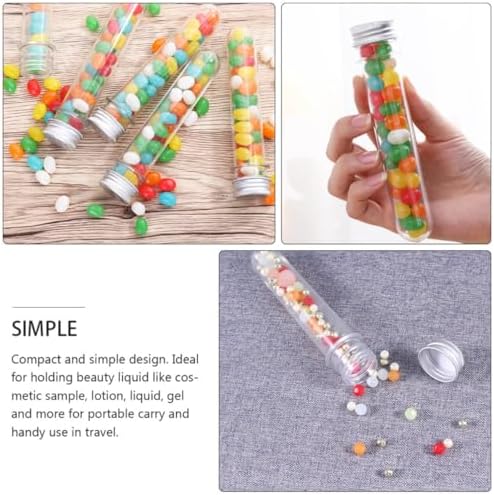50pcs 45ml Plastic Storage Tubes with Aluminum Caps, Multipurpose Clear Cylindrical Bottles for Bath Salts, Candy, and Liquids, Easy to Fill and Protect Containers for Kitchen