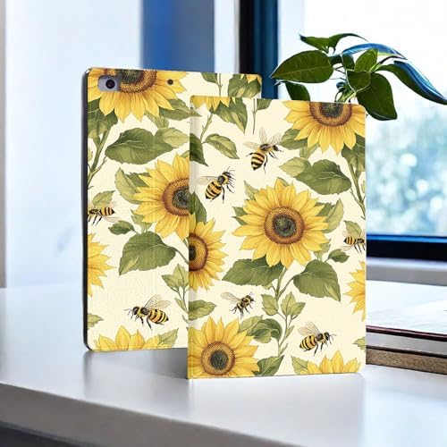 for Microsoft Surface Pro 11/10/9-13" 2024/2022 Tablet Case,Auto Wake/Sleep,Adjustable Stand Protective Cover - Sunflower Bee