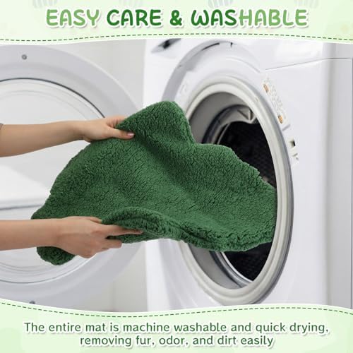 3 Pack Self Warming Pet Bed Leaf Shape Self Heating Cat Dog Mat Washable Thermal Sleeping Pad for Indoor Outdoor Hedgehog, Bunny, Sugar Glider, Rat, Chinchilla(Dark Green,Medium-18 x24)