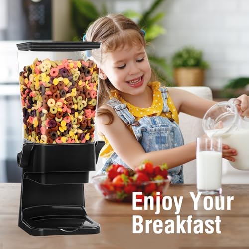 Cereal Dispenser Countertop 2pcs,5.5L Cereal Containers Storage Dispenser for Pantry,Dry Food Storage Rice Containers,Candy Dispenser,Snack Organizer Machine for Grains, Nuts,Oatmeal, Pet Food Black