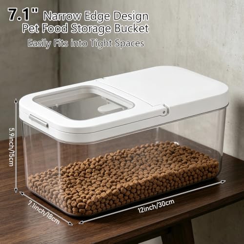 YEXEXINM Pet Food Storage Container with Lid & Scooper 5-7.5lbs/6L Dog Food Storage Container Clear Airtight Cat Food Storage Container BPA Free Dog Treat Container Store Dry Food for Pantry Kitchen