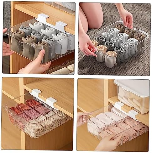 Zerodeko 15grid Socks and Underwear Drawer Organizer with Transparent Compartments Space-saving Storage for Closet and Cabinet Easy Access Divider for Neat Home Organization