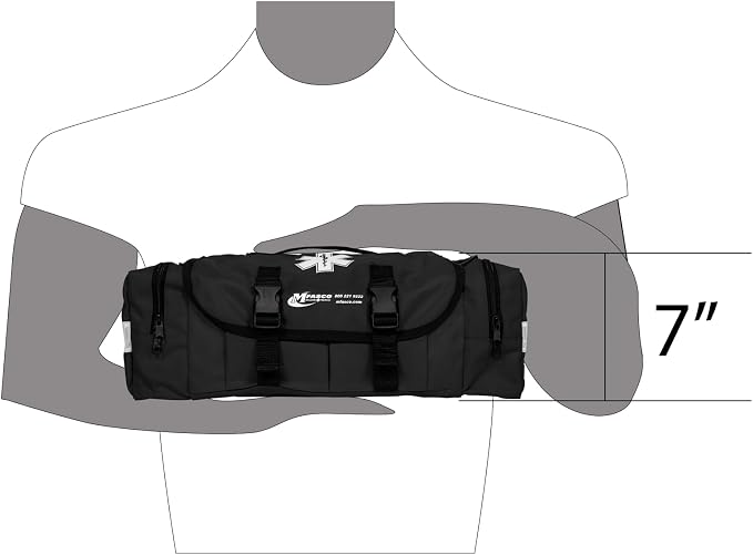 MFASCO Trauma Bag First Aid Kit Emergency Response Supplies Black | 415 Piece Fully Stocked Supplies for Disaster Preparedness | for Business, Schools, Organizations, Groups, Home Safety