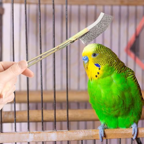 Ipetboom Bird Cage Cleaning Brush Long Handle Pet Cage Cleaning Accessory with Straight and Elbow Heads Hanging Storage Hole for Corners and Narrow Spaces