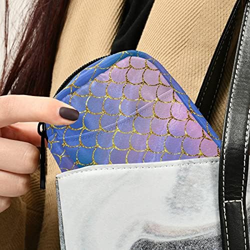 Fish Mermaid Scales Pill Box 7 Day Pill Case Travel Pill Organizer Bag with Zipper Portable Weekly Case Compact Size for Vitamin Supplement Holder