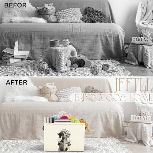 Funny Weiner Dog Bathroom Storage Bins Box, Dog Bathroom Decor, Dachshund Lovers Gifts Storage Basket Laundry Hamper with Handle for Bath Room Clothes Vanity Undersink Home Organization