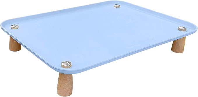 Large Elevated Cat & Dog Bowl Stand,3 inch Height Raised Feeder Compatible with Most Automatic Pet Feeders & Water Fountains, Anti-Slip & Spill-Proof Large Pet Food Tray,17 x 12 Inches (Blue)