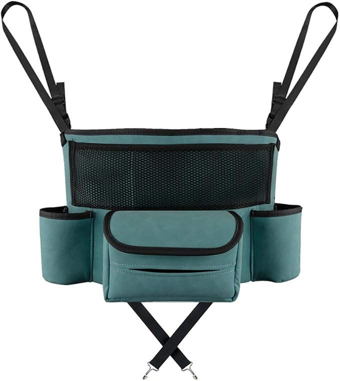 Car Organizer, Blue, Rectangular, 2 Compartments, Faux Leather, Portable, Car Seat Storage Organizer, CADDY, Hanging Mount, Car Organization