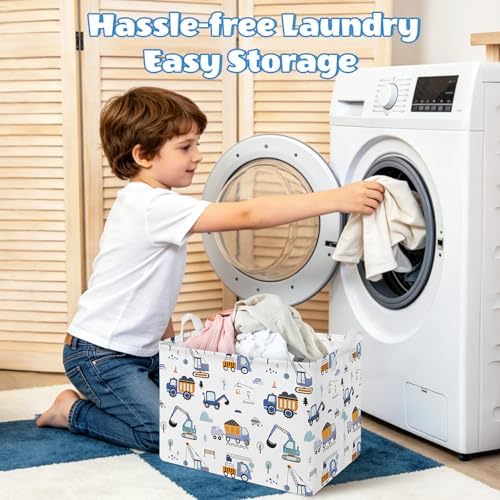Collapsible Storage Basket Collapsible Fabric Laundry Basket with Handles | Spacious 15.7"×11.8"×11.8" size Folding Design Easy to Store Sturdy Fabric with Reinforced Handle Easy to Clean