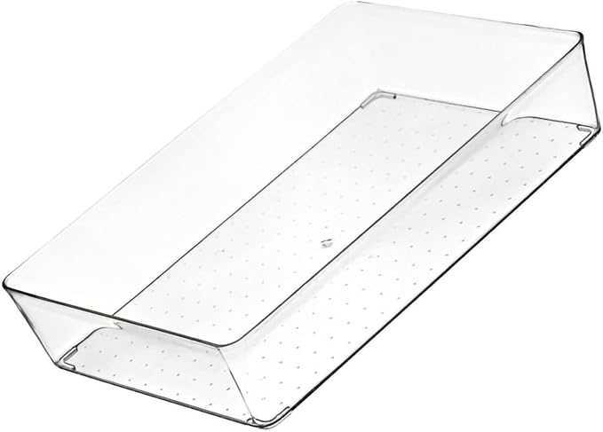 Clear PET Drawer Storage Dividers Stackable Transparent Trays for Kitchen Bathroom Office Multi Compartment Drawer Box 8 (Large Square Box)