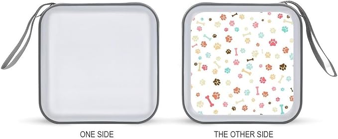 Pets Paw CD DVD Storage Case，Premium Plastic And Non-Woven, Waterproof with Handle, Portable Zippered Organizer