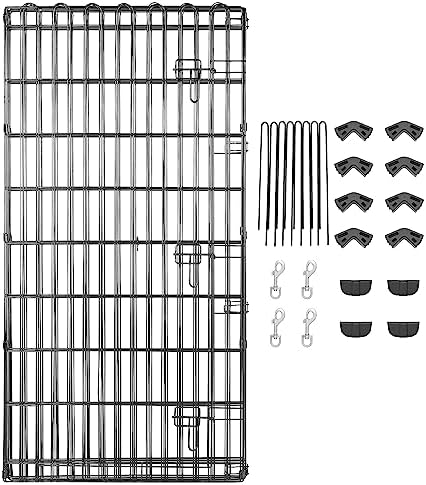 Amazon Basics Foldable Metal Indoor/Outdoor Dog Playpen, Octagonal Exercise Pen, Single Door, 8 Panels, 48 Inch Tall, X-Large, 60 x 60 x 48 Inches, Easy to Assemble, Black