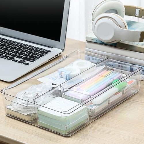 Uonlytech 2Pcs Pet Drawer Storage Boxes Small and Medium Sundry Organizing Bins for Makeup, Stationery, and Desktop Office Supplies Storage