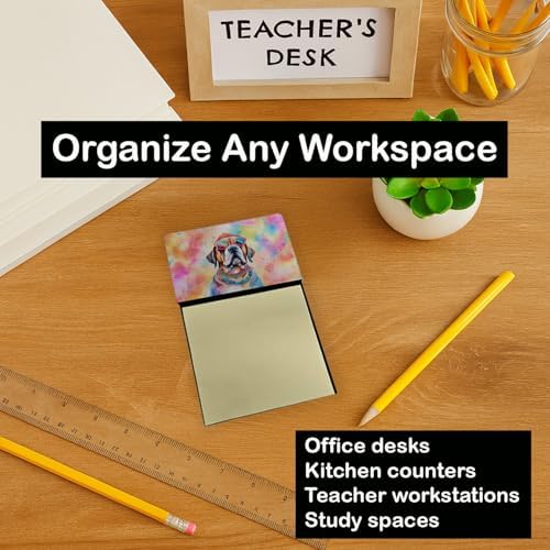Caroline's Treasures Mastiff Hippie Dawg Sticky Note Holder Refillable Dispenser Self-Sticky Note Pads, Memo Pads Blank Desk Accessories
