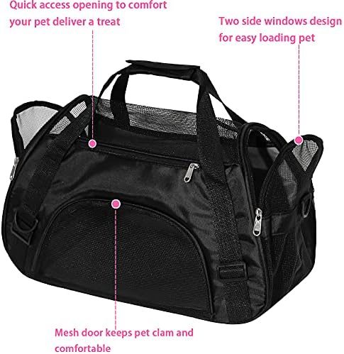 MuchL Pet Carrier Soft-Sided Carriers for Cat Carriers Dog Carrier for Small Medium Cats Dogs Puppies Pet Carrier Airline Approved Cat Dog Pet Travel Carrier (Medium,Black)