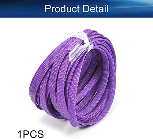 Bettomshin 1Pc 32.8Ft(10m) Cable Management Sleeve, 3/8"(10mm) Width PET Purple Cord Protector, Wire Loom Tube Insulated Split Sleeving for USB Cable Power Cord Organizer Video Cable Hider