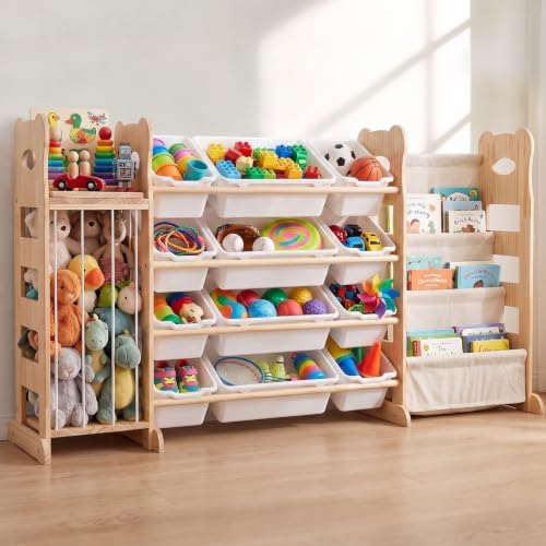 Toy Storage Organizer 60.7'' L | Bookshelf, Stuffed Animal Storage