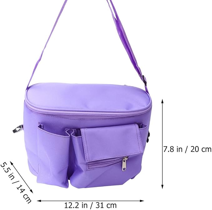 Purple Oxford Fabric Stroller Hanging Storage Bag with Multi-pocket Compact Design for Stroller and Cart Handle, Space Saving Organizer for Outgoings and Business Trips