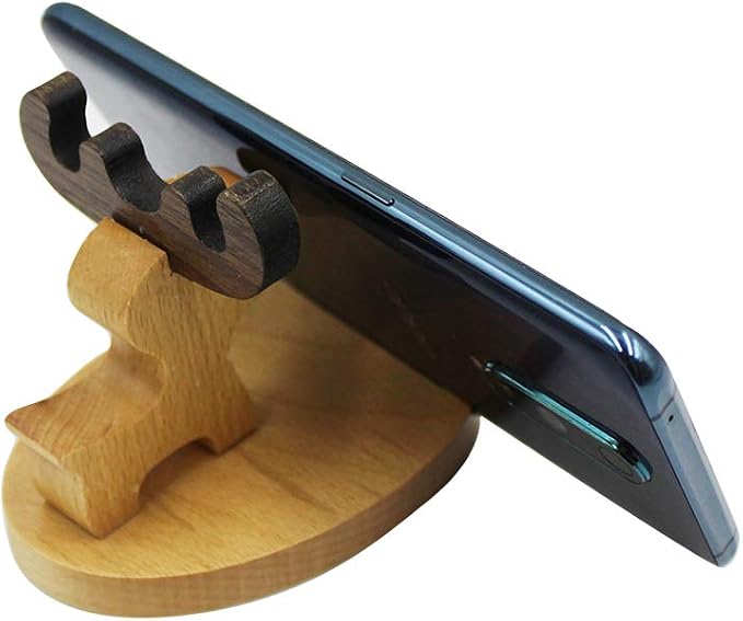 Cute Deer Cell Phone Holder Stand Wooden Smartphone Desk Holder for All Mobile Phones Animal Phone Stand Desk Ornament