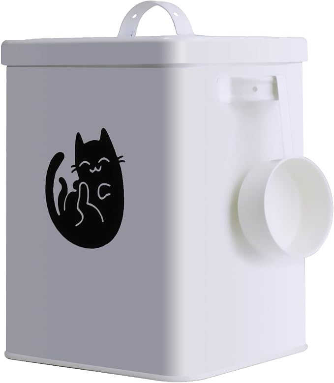 Dog and Cat Food Storage Container, Farmhouse Pet Food Storage Containers with Lid and Dry Food Scoop, etal Cat Food Bin with Measuring Cup, Cat Food Can Covers Lids and Spoons, Cat Mouse Toys(#1)