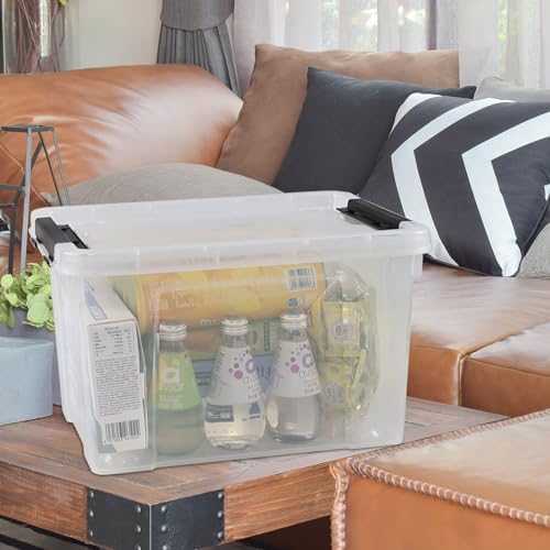 4-Pack 24 Quart Storage Box, Clear Plastic Storage Bin with Wheels