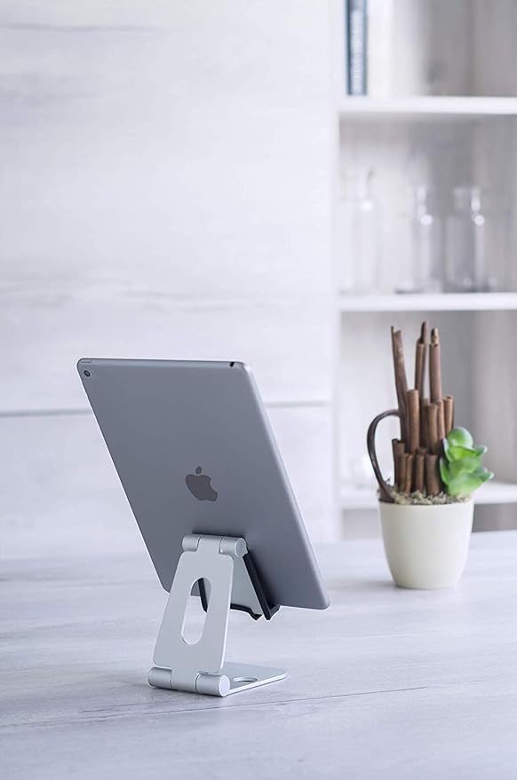 Desire2 Cell Phone Stand Adjustable for Desk, Dual Rotation Compatible with iPhone 13 12 11 Pro XS Max XR X 8 7 6 6s Plus SE SE2 5 5s - Silver | Reflective Waterproof Dog Cover with Harness Hole - Size L