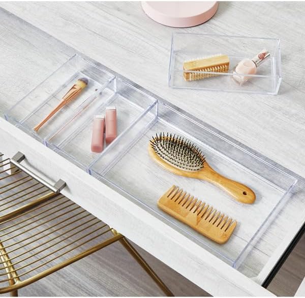 iDesign Clear Drawer Organizer | Plastic Tray, Makeup Storage, Bathroom Vanity, Dresser or Desk