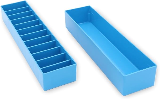 Laube Mini Blade Case Organizer For Clipper Blades - Professional 12 Slot Clipper Blade Caddy (9.25" x 2.25" x 2.25") - Detachable Snap On Lid- Made In The USA - Blue - 3 Pack
