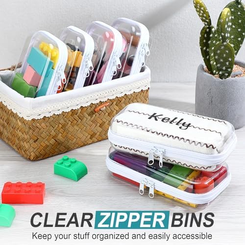 12 Pcs Clear Hard Zipper Case Back to School,7.48 x 3.94 x 2“