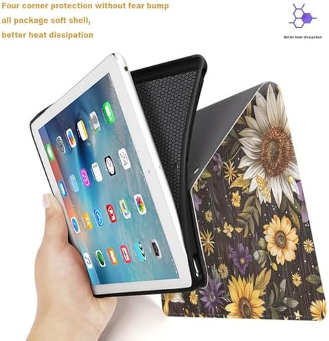 Tablet Case for iPad 11th A16 2025 (11 Inch)/10th Generation 2022 (10.9 Inch),Shockproof Protective Cover with Stand,Auto Wake/Sleep,Sunflower Moon Floral