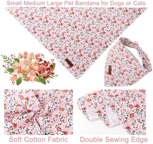 Summer Dog Bandana, UP URARA PUP Orange Bandana for Small Large Dogs, Cotton Handkerchief Cute Little Flower Puppy Triangle Bid Scarf for Boy Girl Dogs