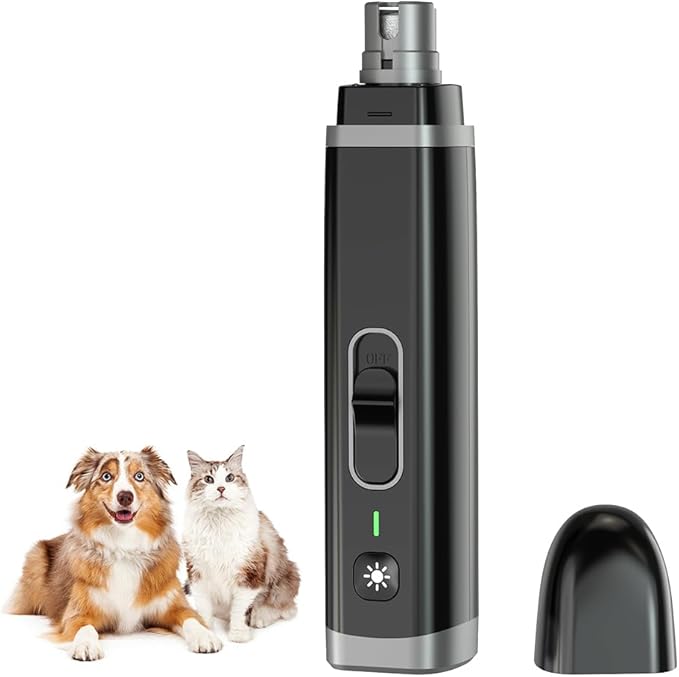 Pet Nail Grinder for Dogs & Cats, 2-Speed Electric Pet Nail Trimmer with LED Light, Painless Paws Grooming & Smoothing for Small Medium Large Dogs & Cats, Black