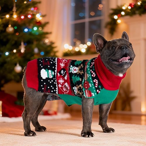cyeollo Ugly Dog Christmas Sweater Xmas Outfit for Small Dogs, Reindeer, M