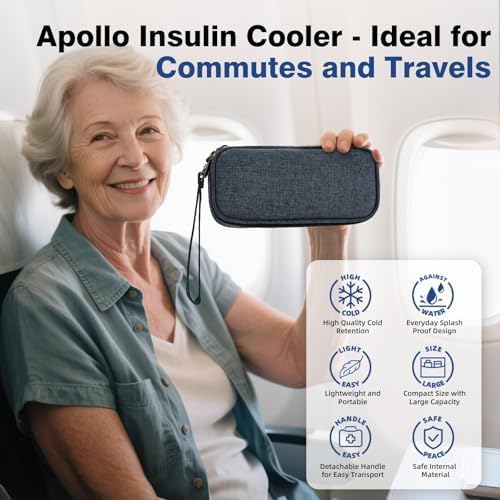apollo walker Insulin Cooler Travel Case with Ice Packs and Insulation | TSA Approved Includes 2 x 90g ice packs for 9-hour cooling insulin pens & syringes for Diabetics to Carry (Blue)