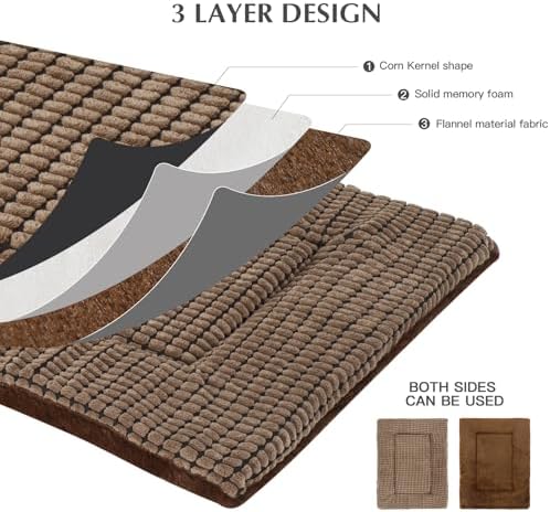 BVAGSS Dog Bed Mat,Reversible Crate Pad, Memory Foam Beds, Soft Warm Pet Cushion for Small Medium Dogs, Washable Pet Sleeping Mattress Kennel Bed Pad XH079 (42''x28''x1.6'',Brown)