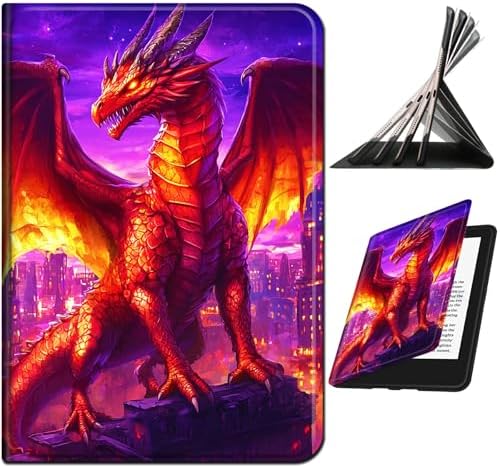 for Samsung Galaxy Tab S9 11 Inch/S9 FE 10.9 Inch 2023 Case | Slim Leather Smart Cover with Multi-Angle Anti-Slip Stand [Auto Wake/Sleep] Shell for Women Men, Purple Red Dragon